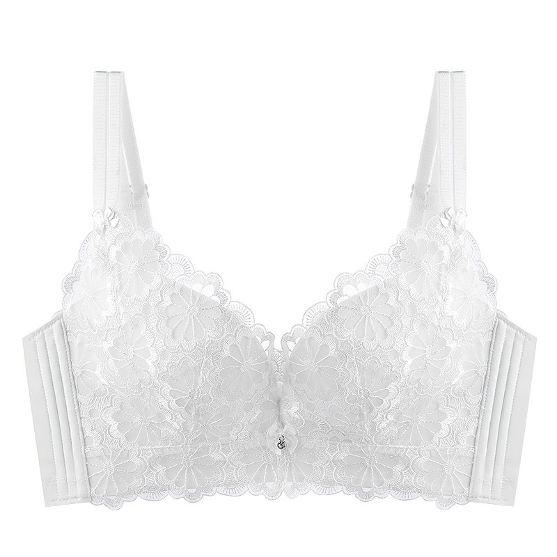 梦芭蒂内衣女无钢圈小胸聚拢乳胶文胸蕾丝少女胸罩柠檬甜心中杯