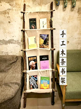 原创侘寂风手工实木书架摆件