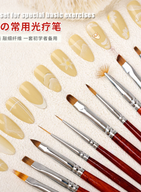 美甲笔刷套装彩绘画花扇形雕花