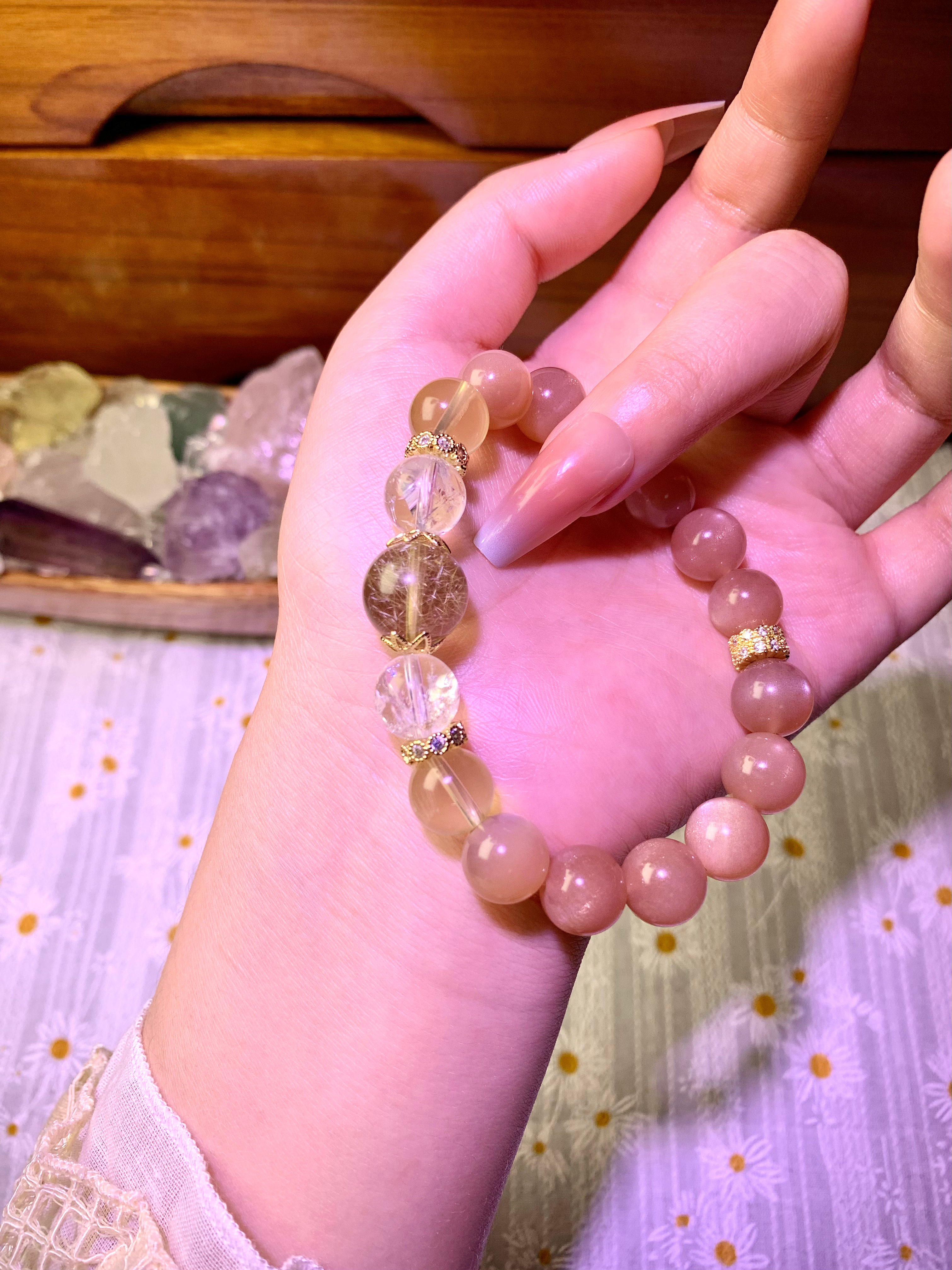 原创设计天然黄水晶手链金发晶金沙太阳石手链招财饰品高级感礼物