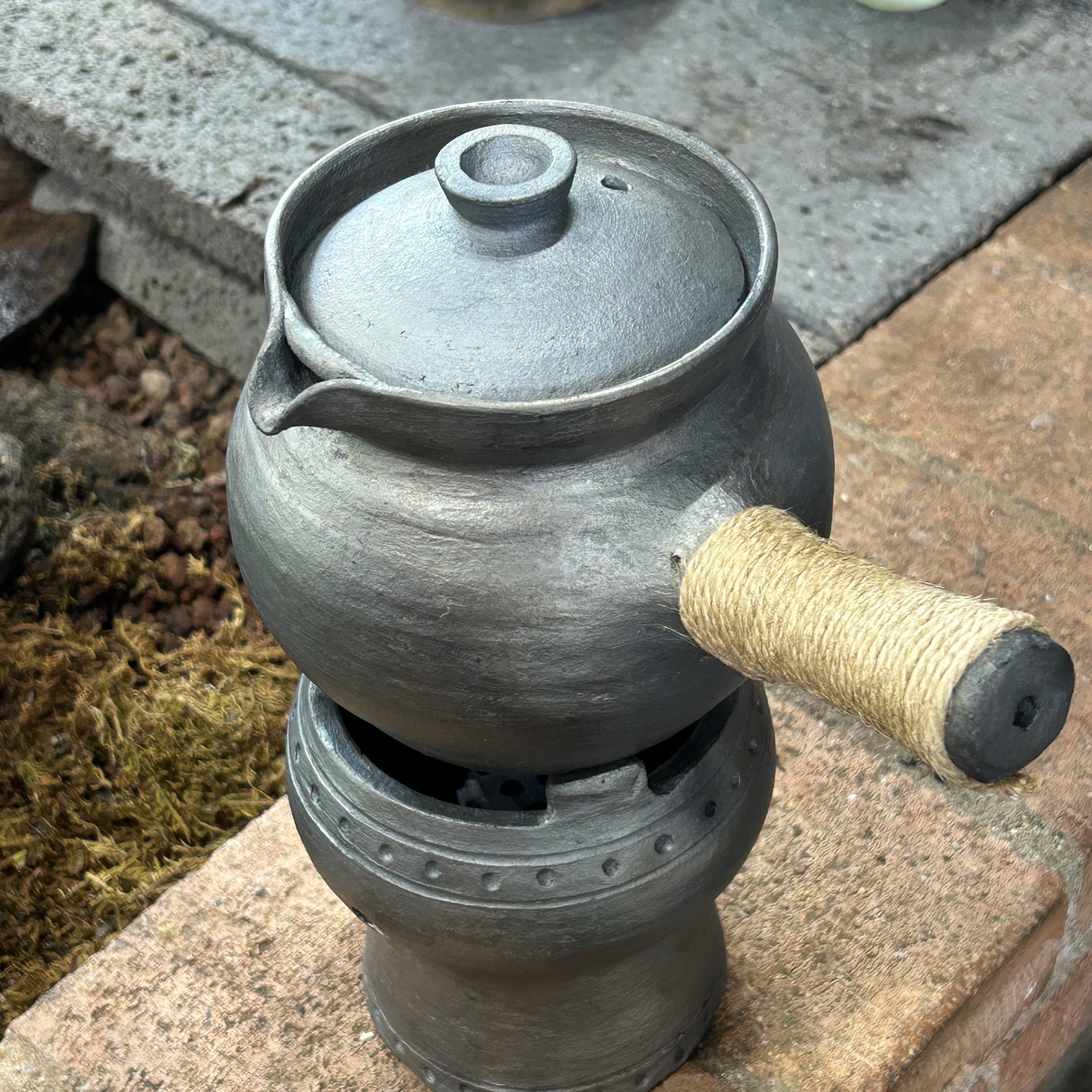 云南纯手工柴烧大理黑陶800毫升左右围炉煮茶壶烤茶壶奶茶罐土陶