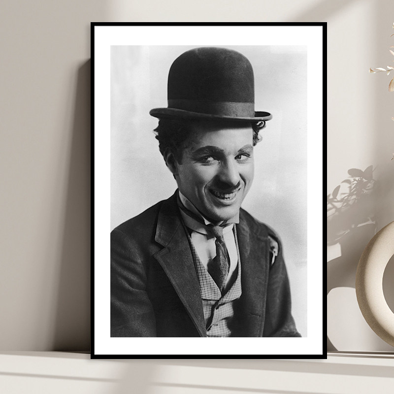 Charlie Chaplin 卓别林明星电影海报装饰画黑白照片复古怀旧挂画