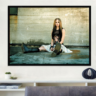 KTV 饰画 餐厅酒吧简约有框挂画 欧美音乐明星海报装 Avril艾薇儿