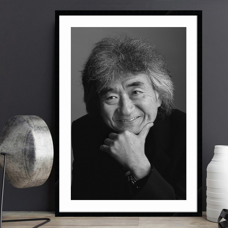 小泽征尔 古典音乐家指挥家 人物大师海报装饰画学校教室有框挂画