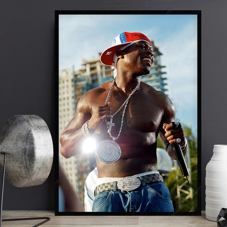 50 Cent 50 分 嘻哈说唱歌手海报黑人Rapper装饰画餐厅酒吧壁挂画