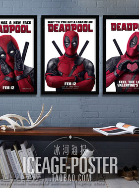 Deadpool 死侍 电影海报装饰画 酒吧墙画漫威英雄 儿童房床头挂画
