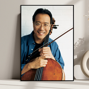 马友友 大提琴家指挥家教室琴房学校装饰画黑白怀旧照片壁挂画