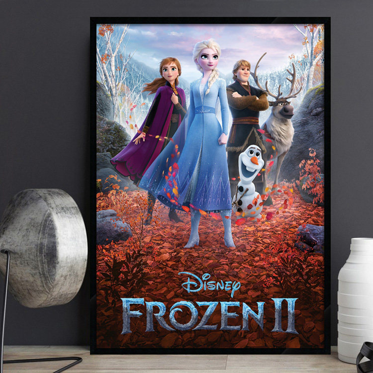 Frozen 冰雪奇缘 电影海报装饰画简约风格动漫卡通女孩儿童房挂画