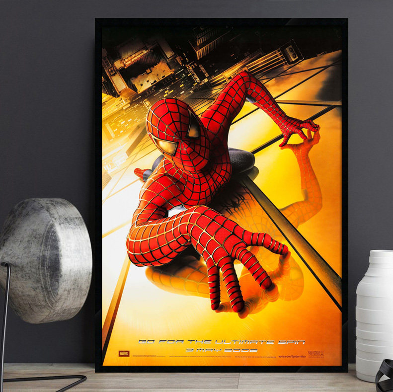 Spider Man 蜘蛛侠经典电影海报装饰画漫威人物儿童房床头墙挂画