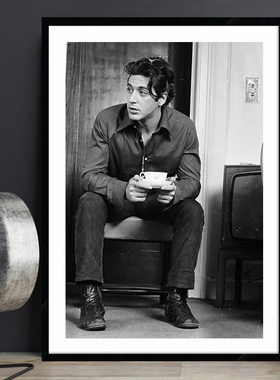 Al Pacino 阿尔帕西诺明星海报装饰画黑白人物西餐咖啡厅酒吧挂画