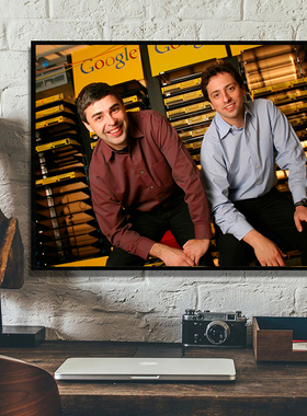 larry page sergey brin 拉里佩奇谢尔盖布林企业家名人书房挂画