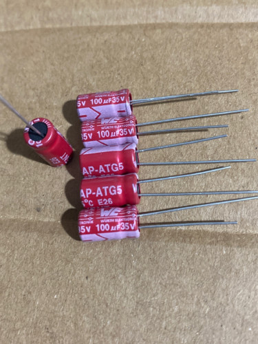 电容 35V100UF 进口 红袍音频电解电容器 100uf/35v 6*11