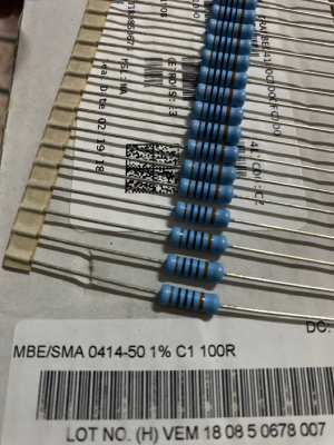 100R/欧，威世VISHAY MBE/SMA 0414系1%精密粗铜脚金属膜电阻器1W