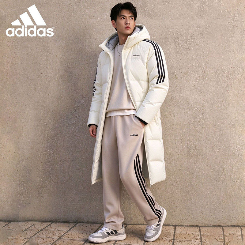 adidas阿迪达斯长款羽绒服2026冬季新品男士防泼水保暖外套KX7264