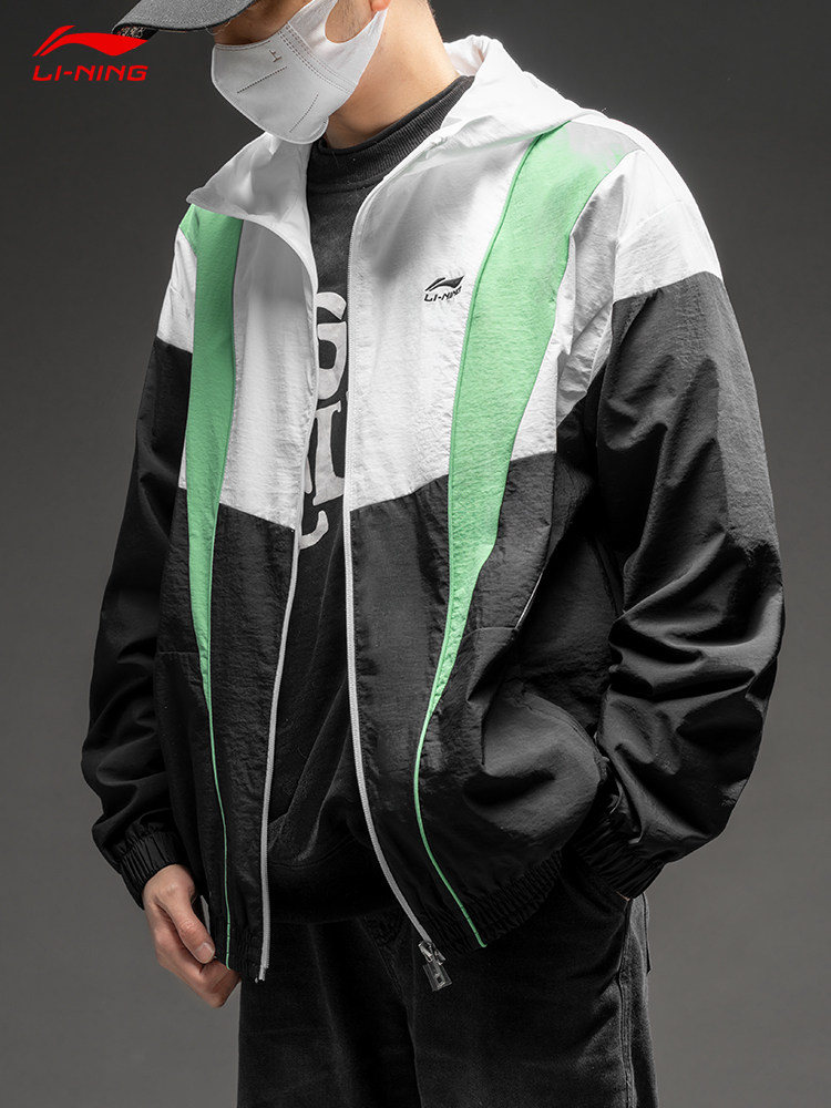 LI NING 스포츠 윈드 브레이커 남성 2024 봄 새 캐주얼 루즈 편안한 방풍 캐주얼 자켓 AFDU033