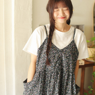 2025春新 韩国代购 森系复古碎花吊带连衣裙女中长裙 妹妹家 ㊣