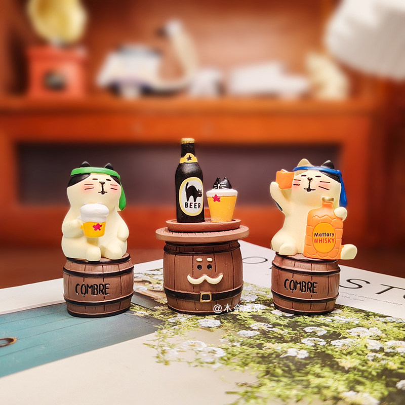 不醉不归猫咪啤酒微缩场景摆件可爱治愈系桌面装饰品送朋友礼物