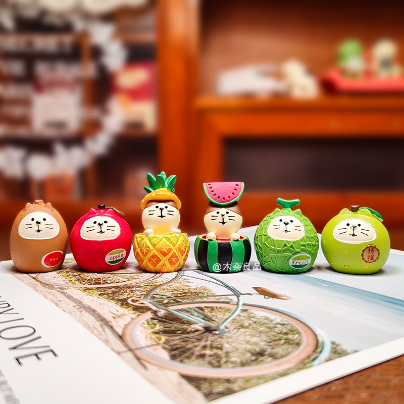 木奈日式可爱水果达摩猫咪橘子猫柑橘猫可爱手工摆件面树脂工艺品,家居饰品,桌面摆件,淘宝优惠券,粉丝福利购,淘宝优惠卷
