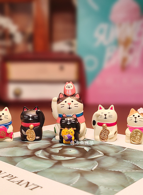 财源滚滚福气多多日式治愈系祝福家居装饰摆件迷你礼物车载饰品女