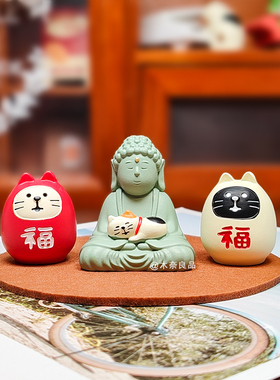 佛祖保佑万事顺遂招福猫桌面摆件