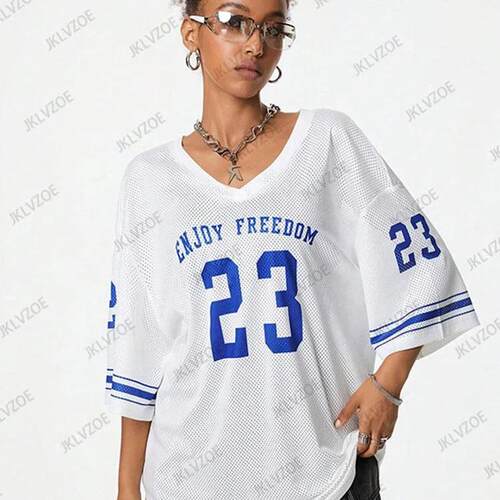 T-shirt V-neck short sleeved mesh sports football jersey