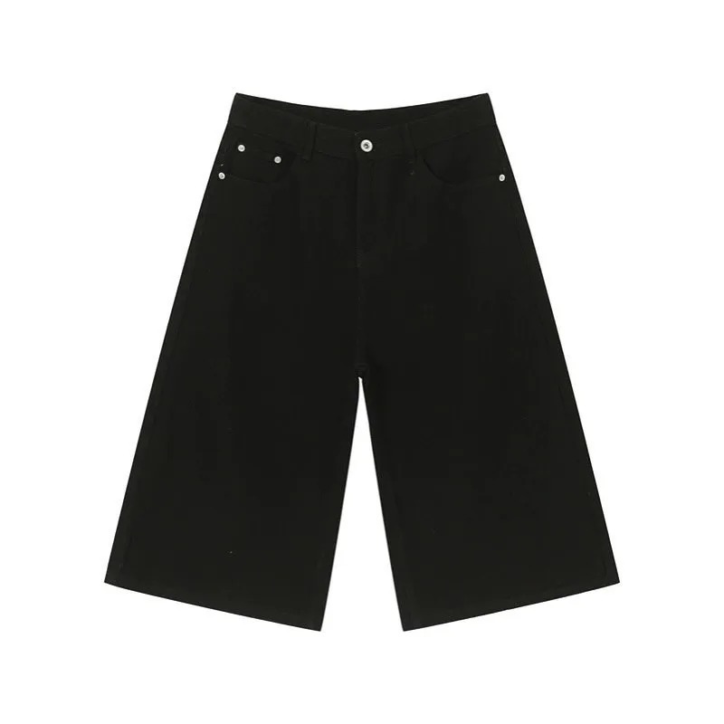 Retro loose jeans - loose, straight, cylindrical cut shorts