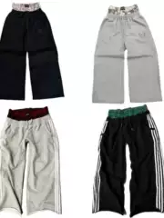 Double Embroidered High Waisted Wide Leg Pants for Men and Women