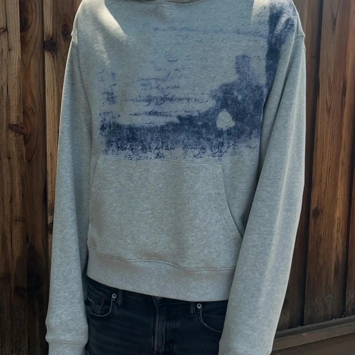 Graphic print oversized hooded sweater