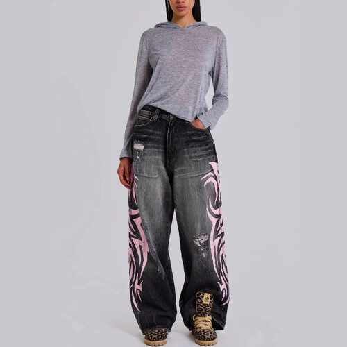 Vintageprintedwidelegjeans