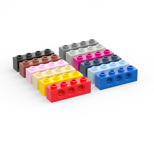 乐高3701方梁1x4带3孔砖黑白