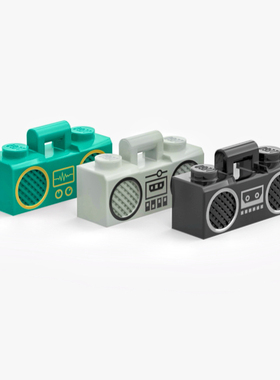 乐高LEGO 93221pb02 03 06黑色浅灰蓝绿1x3 带把手收音机 录音机