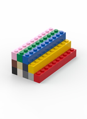 LEGO乐高 6111 1x10基础砖 黑色 红棕色 深灰 浅灰 米 红