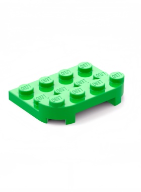 LEGO乐高 亮绿色3263 6477827 3x4x0.66 单侧4凸点 圆弧形基础板