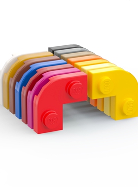 乐高LEGO 79491 2x2 弧形 圆角板 黑白 红黄 深米 深灰红棕珍珠金