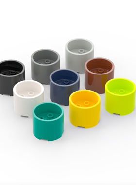 LEGO乐高 73111 3x3x2 圆桶带轴孔 中心凹陷 黑色 白色 浅灰 深灰