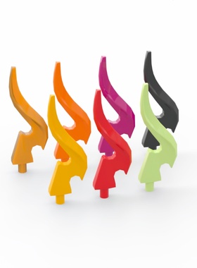 乐高LEGO18395火焰 弯刀 人仔手持 武器 红色 中黄色 珍珠金 黄绿