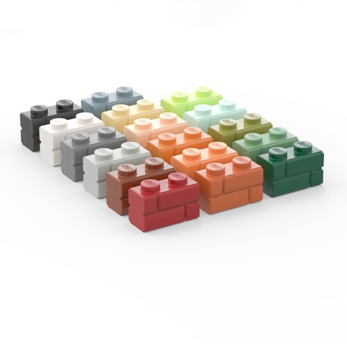 乐高LEGO浅灰色98283格纹墙砖