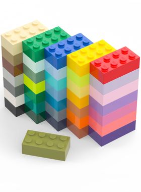 乐高LEGO 3001 2x4 基础砖 白黑红棕 浅灰深灰 黄粉蓝绿紫米橙