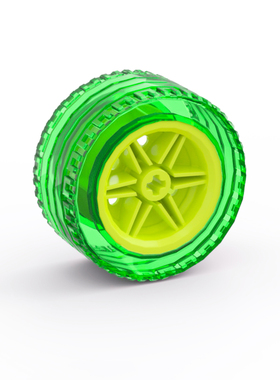 LEGO乐高 透明亮绿44309轮子43.2x22mm 霓黄56145轮毂30.4x22
