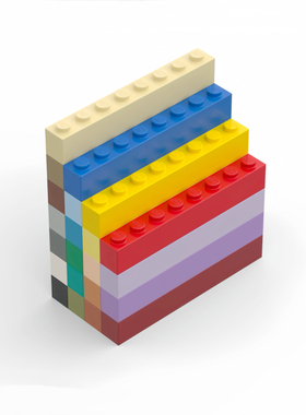 LEGO乐高 3008 1x8基础砖 黑白深灰浅灰红黄蓝水绿米棕