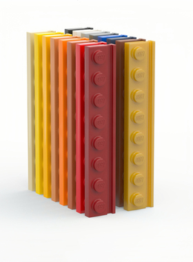 LEGO乐高 4510 1x8单侧带滑槽轨道板 黑白 浅灰深灰 米棕 深红 金