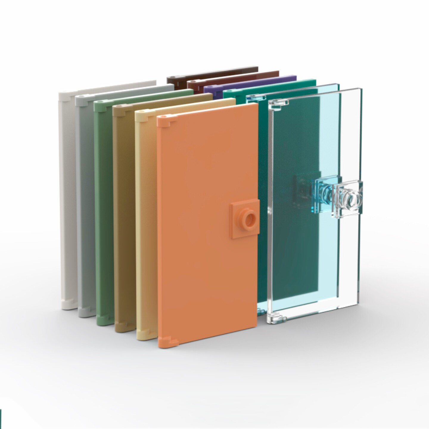 乐高60616塑片玻璃门白灰棕肉色