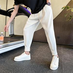XK21夏季冰丝超薄小西裤男修身小脚薄款休闲男士直筒商务西装裤子图片