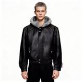 JK208P150现货红钻轻奢高级感重磅座山雕皮衣连帽毛领棉服厚外套，男装皮衣，星座1115（原A403）