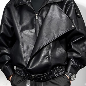 JK209P110加绒120 现货 复古皮衣外套加绒痞帅个性设计感飞行夹克图片