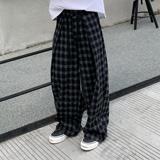 K2027P55秋冬复古格子阔腿休闲裤加厚宽松百搭显瘦裤子男女情侣，男装休闲裤，星座1115（原A403）