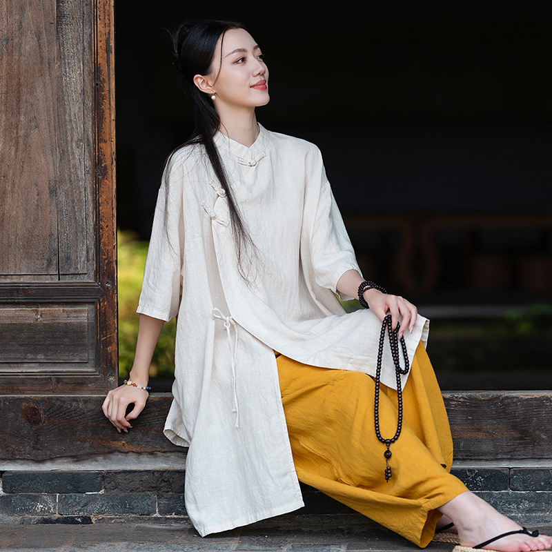 亚麻薄款佛系禅修打坐修行禅服女