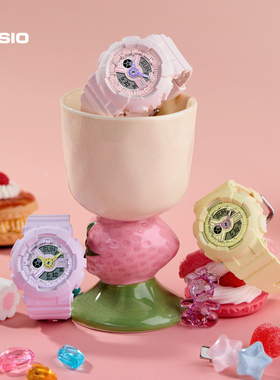 卡西欧旗舰店BA-110AH防震防水少女ins风多彩甜酷手表女BABY-G