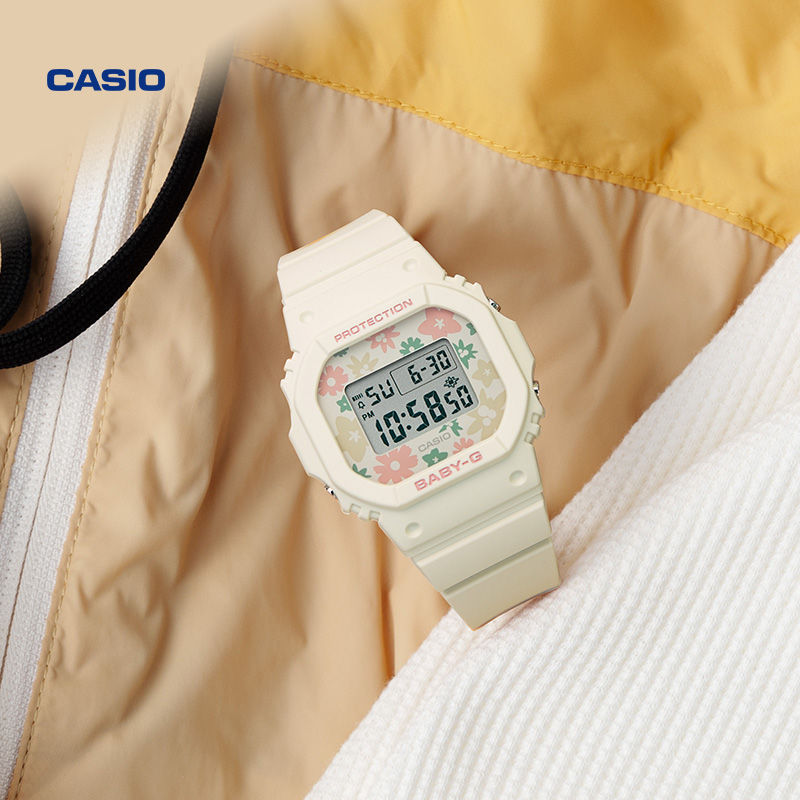 【礼物】casio旗舰店BGD-565RP复古方块ins运动手表卡西欧BABY-G