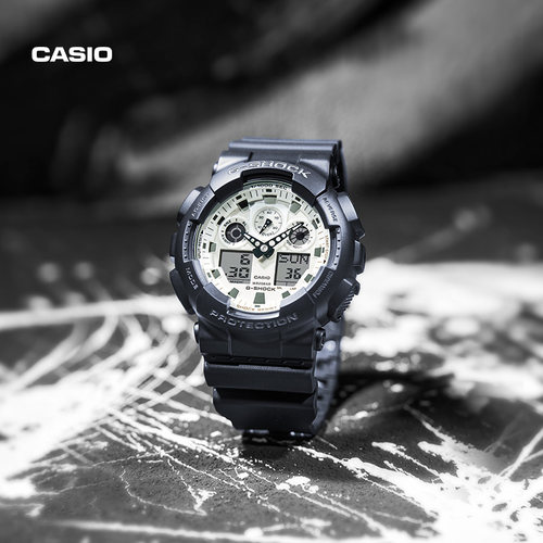 卡西欧黑白撞色运动手表